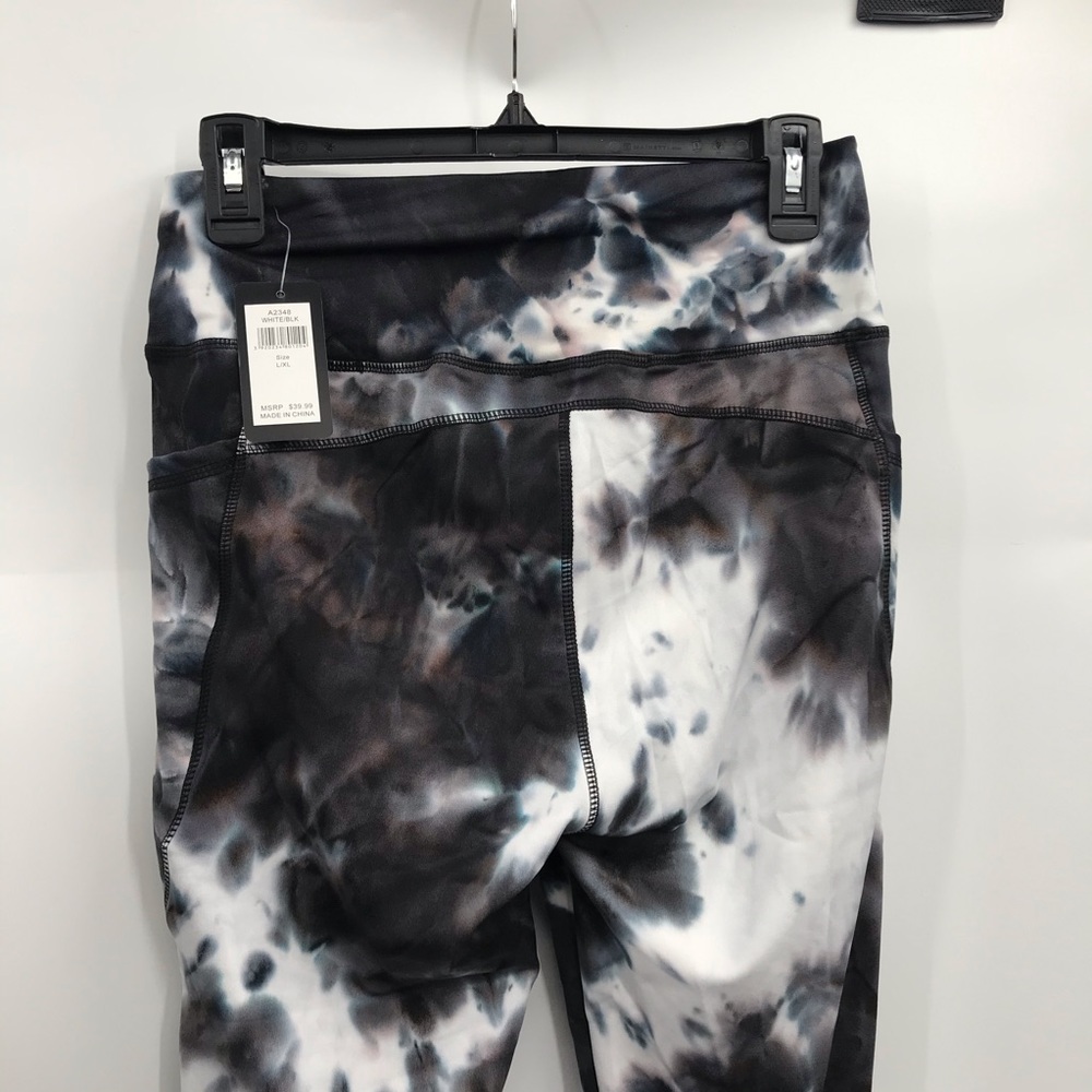 🆕Jogger Legging & Jacket Set w/Pockets Lounger Black & White Tie Dye - Picture 12 of 16